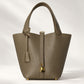 Leather Bucket Bag with Drawstring Pouch – Leather Satchel, Everyday Handbag with Mini Lock Design
