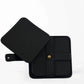 Deux Mains black leather square coasters, set of 4 with holder, interior view