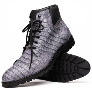 Marco Di Milano Leoni Oil Gray boot featuring caiman leather, stylish ankle boot with textured gray finish.