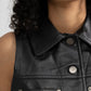 Whet Blu NYC Lexi Fashion women's leather vest, upper button view