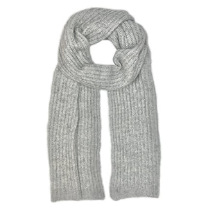 Heather Gray Ribbed Knit Cashmere Scarf