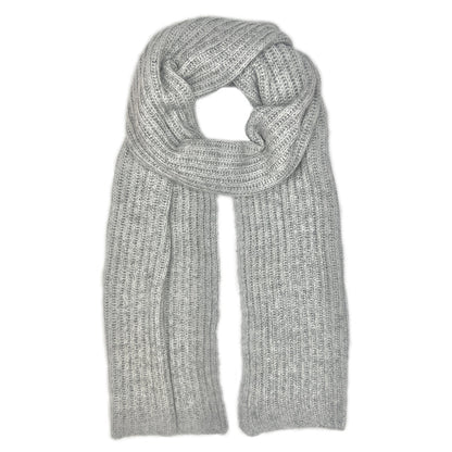 Heather Gray Ribbed Knit Cashmere Scarf