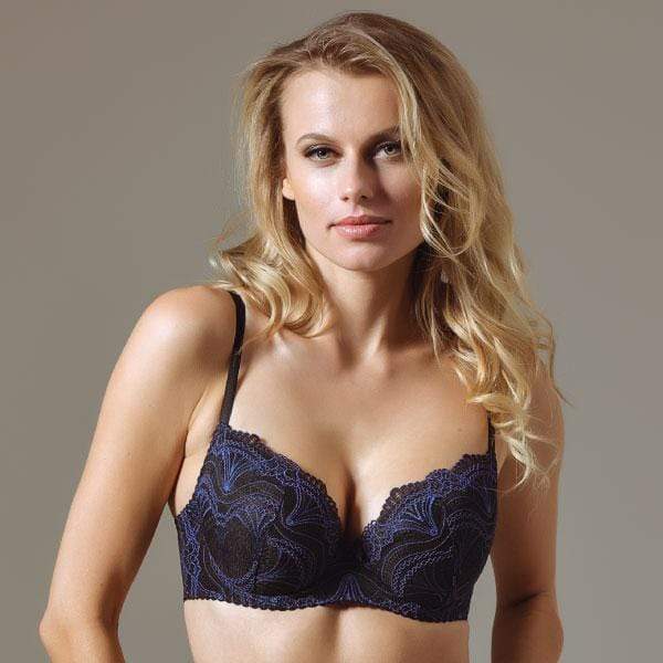 Lavinia Blue Moonlight Lightly Lined Lace Plunge Bra-0
