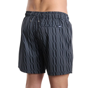 Capelle Miami Linear Drift Storm and Fog hybrid swim trunks with print, featuring a classic back design and compression lining.