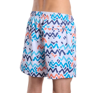 Capelle Miami Line Rush Ocean and Sol Hybrid swim trunks with print, featuring compression-lined swim and resort trunk design.