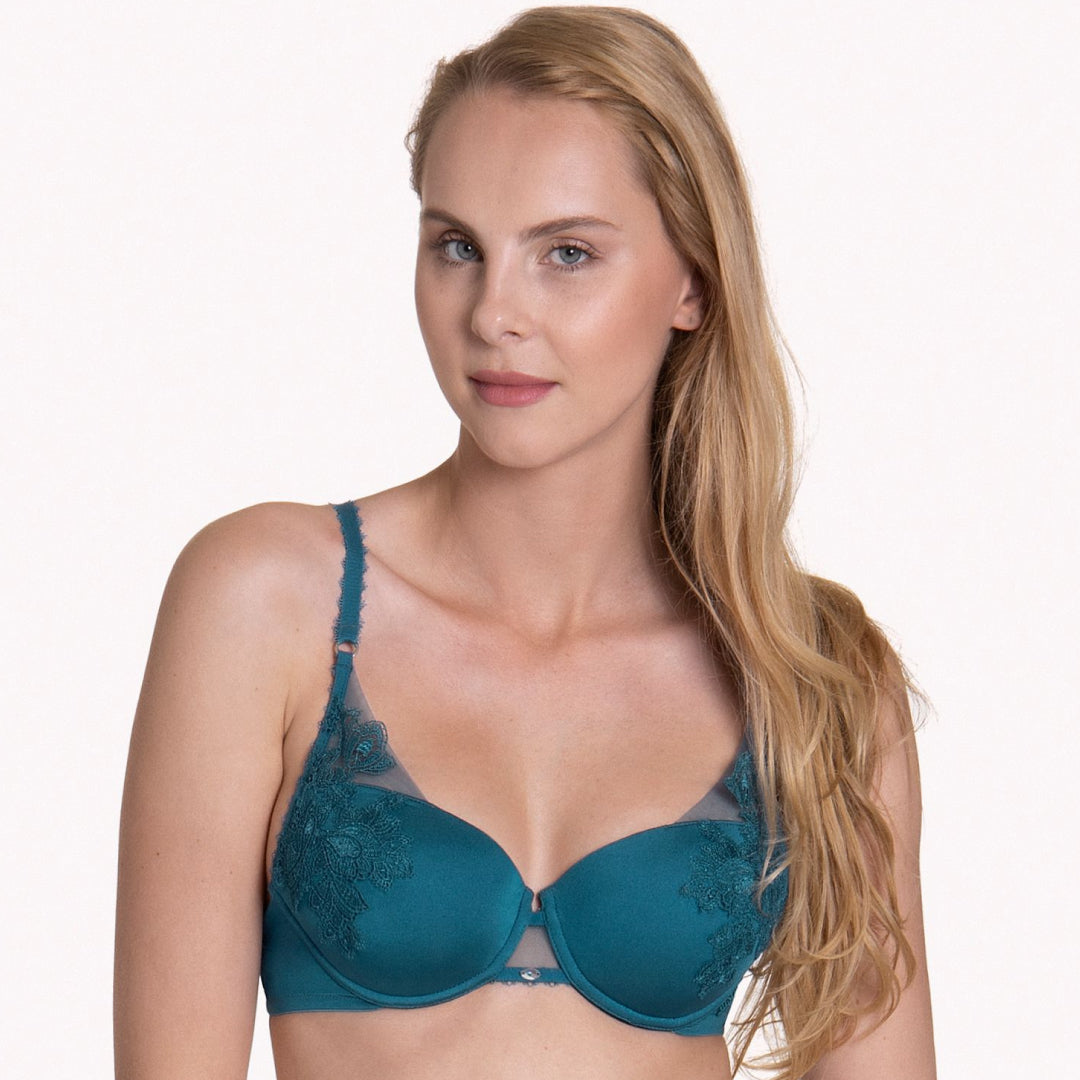 Lisca Peony Dark Turquoise Molded Foam Cup Demi Bra-0