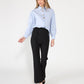 Gracia Fashion Women's Long Puff Sleeve Button Detail Cotton Shirt