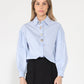 Gracia Fashion Women's Long Puff Sleeve Button Detail Cotton Shirt