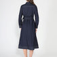 Gracia Fashion Women's Long sleeve contrast stitch denim midi dress