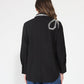Gracia Fashion Women's Long Sleeve Shirt Button Down Sequin Embellished