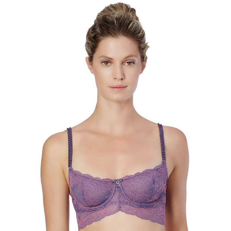 Longline Lace Demi Cup Bra Montelle Boudoir Glamour-1
