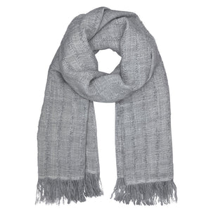 Gray Plush Knit Alpaca Scarf