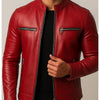 Lucas Red Leather Jacket - Leather Jacket for Men Red - Red