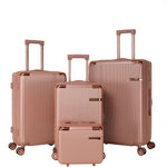 HouseOfZazla 4-piece rose gold hard ABS luggage set with 360° dual rotating wheels