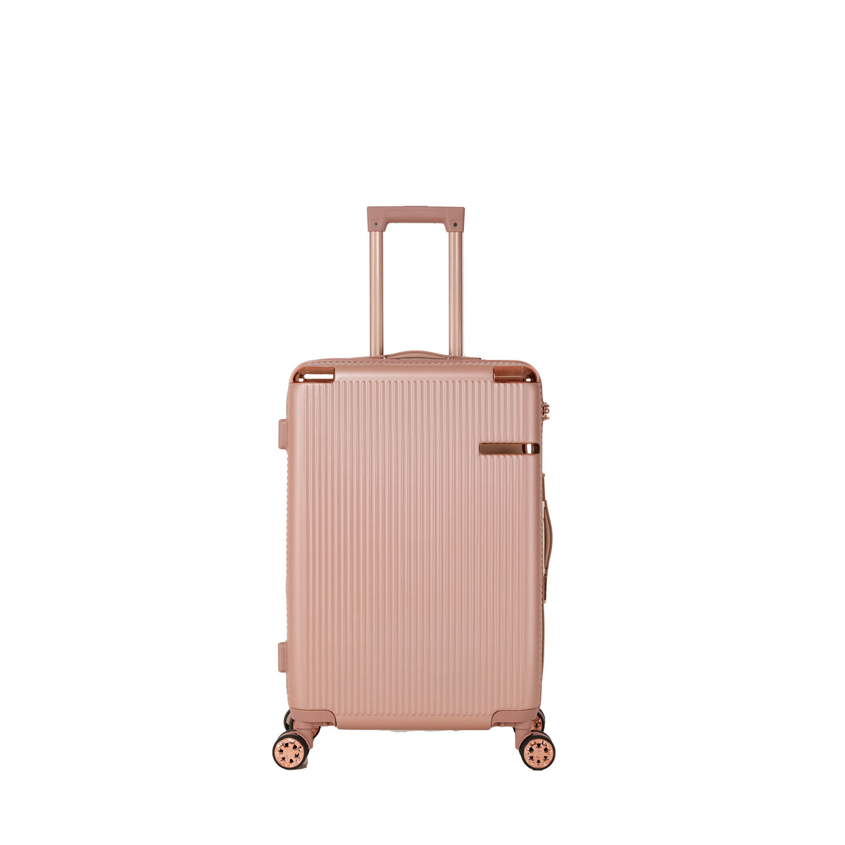 HouseOfZazla 4-piece rose gold hard ABS luggage set with 360° dual rotating wheels