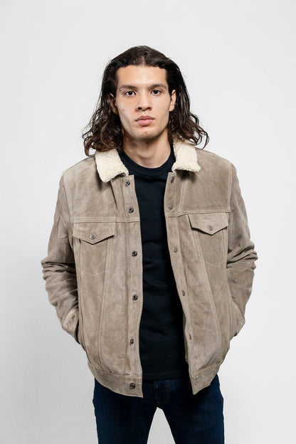 Luke Men's Faux Shearling Suede Trucker Jacket