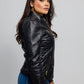 Whet Blu NYC Alessandra women's lambskin moto leather jacket, side view