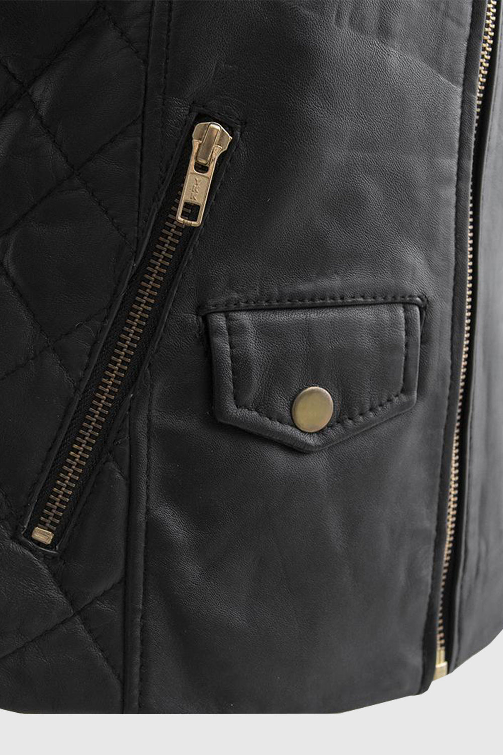 Whet Blu NYC Alessandra women's lambskin moto leather jacket with zip and button pocket details
