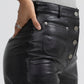 Maleni women's leather shorts by Whet Blu NYC, close-up view of leather texture and tailored details