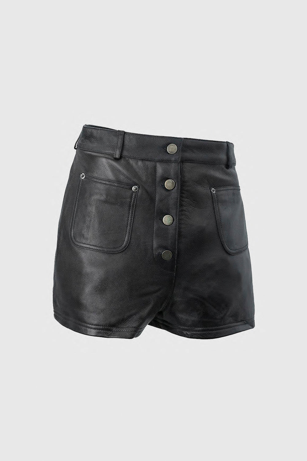 Whet Blu NYC Maleni women's leather shorts with button detail