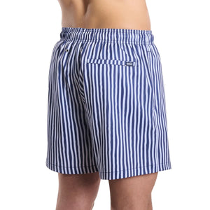 Capelle Miami Marina Pinstripe Indigo and Surf Hybrid Shorts with compression lining, featuring classic print and stylish design.