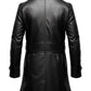 Men 3 Button Long Leather Coat