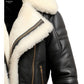 Men Aviator B3 Bomber Black Leather Jacket