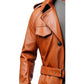 Men’s Long Leather Tan Color Coat