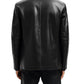 Men’s Premium Black Leather Blazer with Flap Pockets