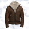 Men’s Brown Genuine Shearling Sheepskin Leather Jacket Vintage - Brown