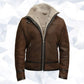 Men’s Brown Genuine Shearling Sheepskin Leather Jacket Vintage