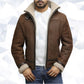 Men’s Brown Genuine Shearling Sheepskin Leather Jacket Vintage