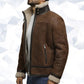 Men’s Brown Genuine Shearling Sheepskin Leather Jacket Vintage