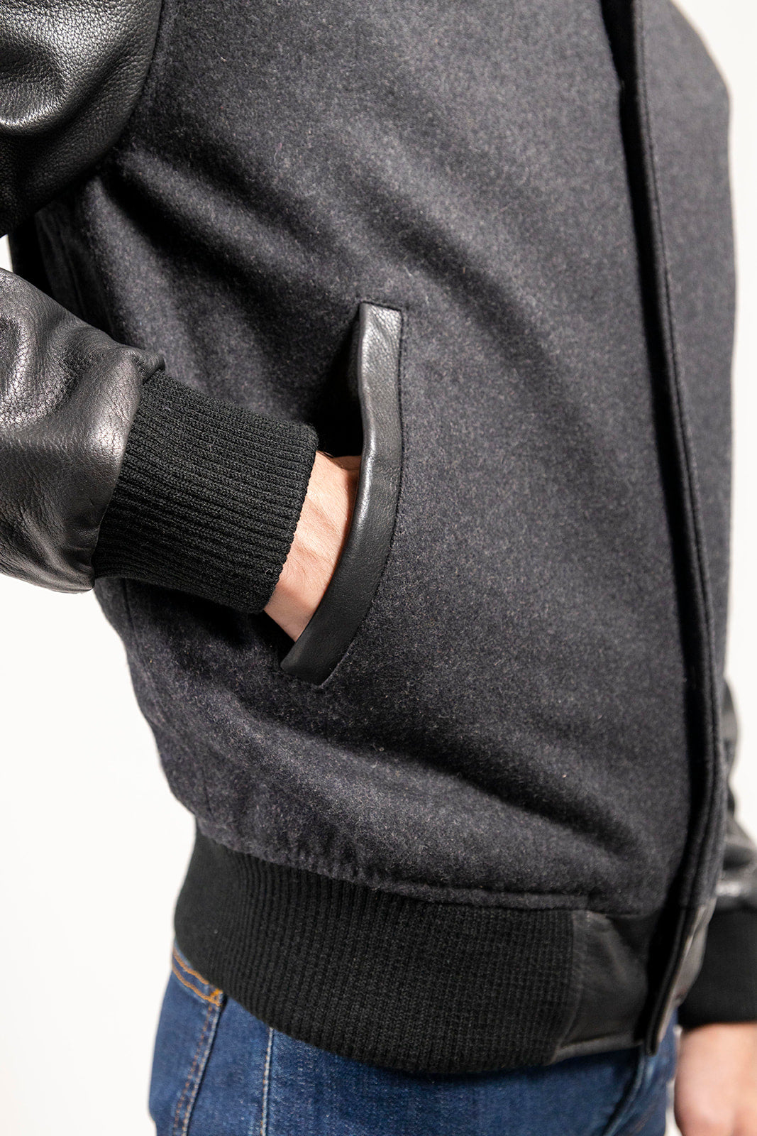 Men's Whet Blu NYC varsity bomber jacket with visible pocket detail