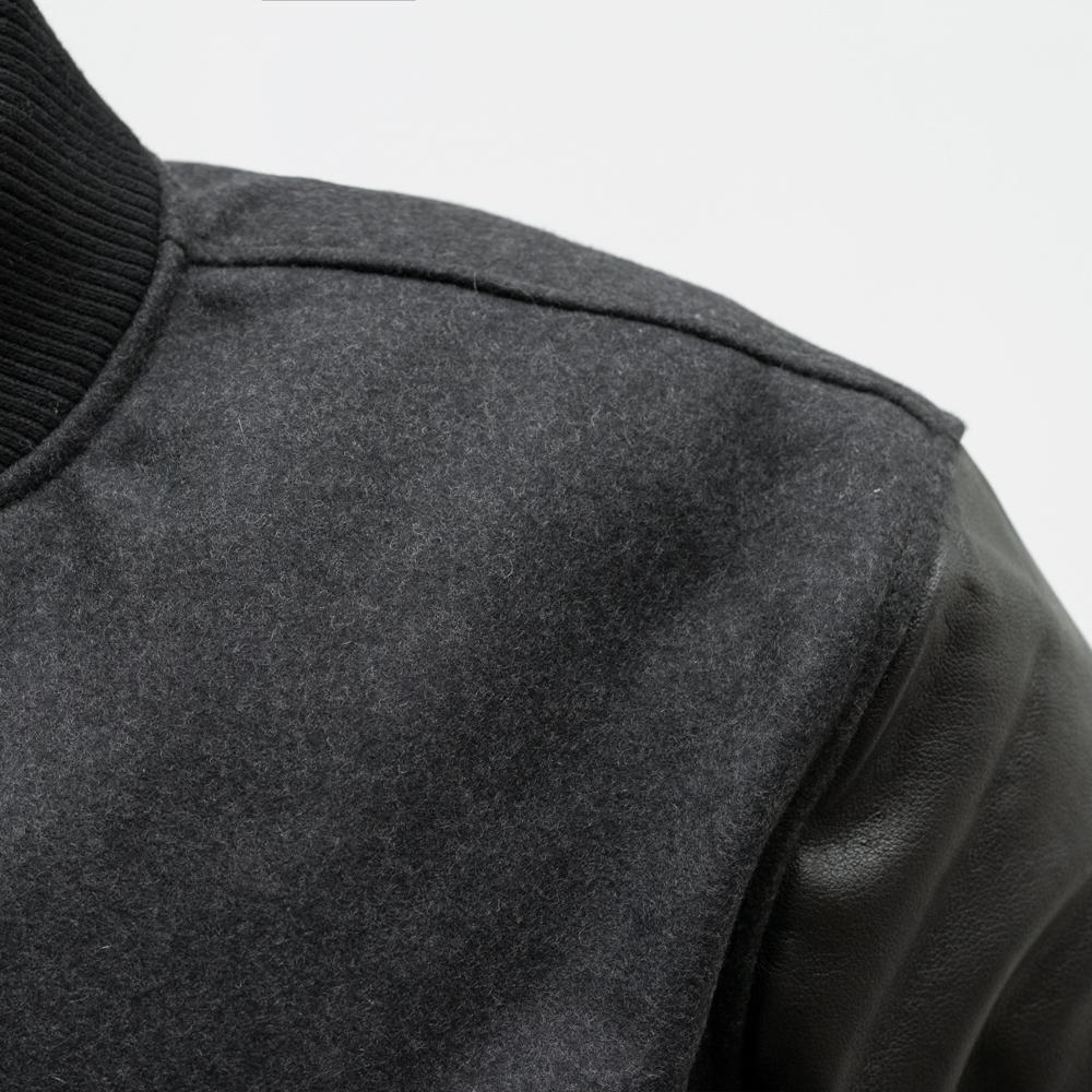 Whet Blu NYC men's varsity bomber jacket, shoulder view
