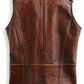 Men’s Vintage Brown Leather Vest – Genuine Leather Biker Style
