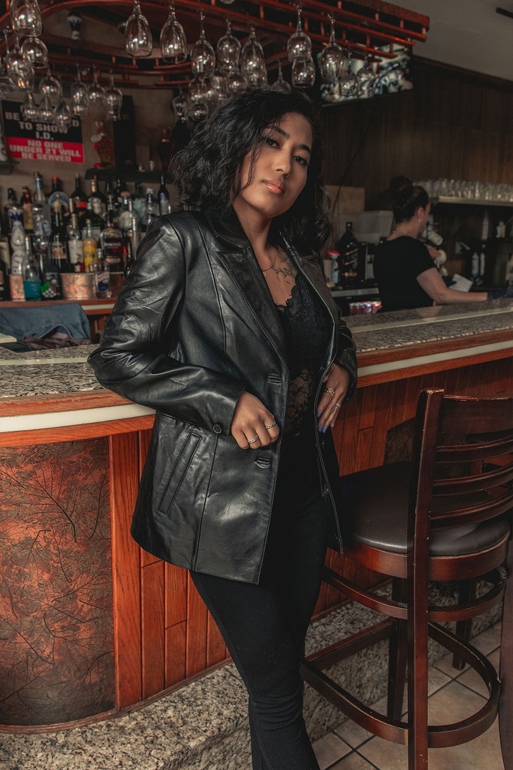 Whet Blu NYC Mia women's New Zealand lambskin leather jacket in a stylish view
