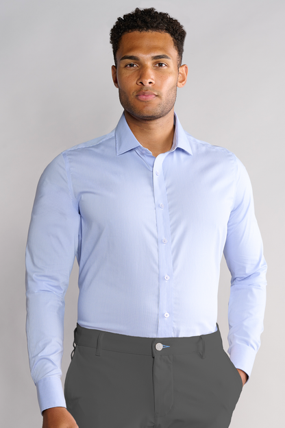 Leader Non-Iron Houndstooth // Micro Blue