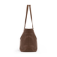 Deux Mains middle size brown leather tote bag, side view