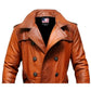Modern Tan Brown Leather Coat for Men