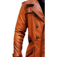 Modern Tan Brown Leather Coat for Men