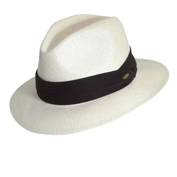 HatCountry Scala Sausalito Toyo straw fedora hat in natural tan with a classic pinched crown and brim