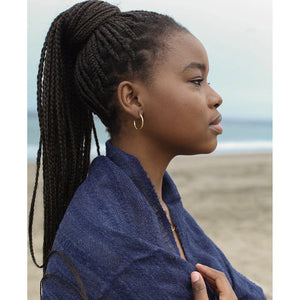 Navy Plush Knit Alpaca Scarf