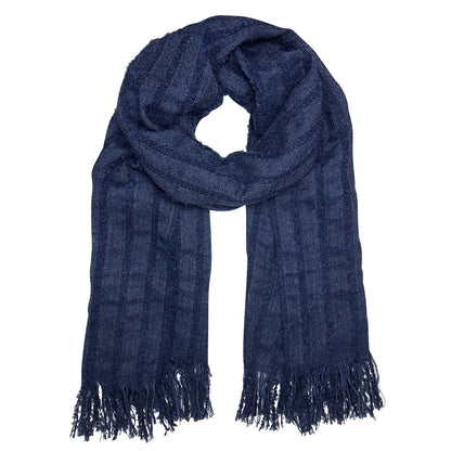 Navy Plush Knit Alpaca Scarf