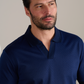 Short Sleeve Sweater Polo Solid // Navy