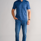 Short Sleeve Polo Stripe // Navy Blue