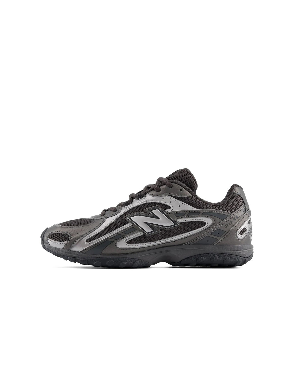 Black New Balance Womens 204L footwear featuring sleek design, cushioned sole, and stylish appearance.