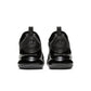 Black Nike Men's Air Max 270 sneaker, side view with visible Air cushioning and mesh upper