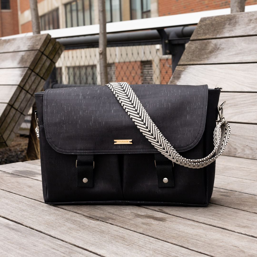 Carry Courage NOMAD messenger bag in coal black with adjustable strap