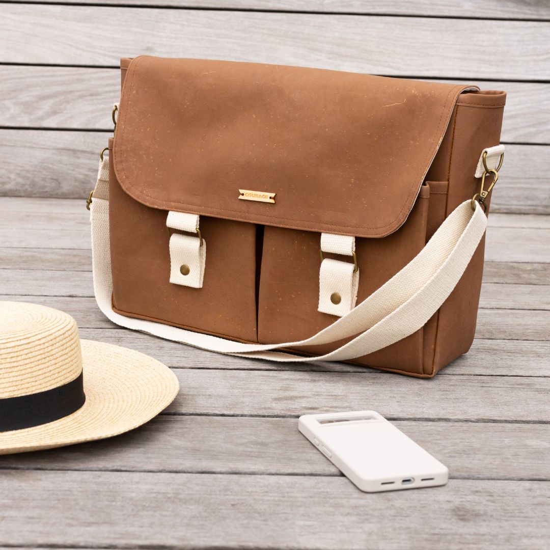 Carry Courage NOMAD SEPIA strap collection in cream taupe, adjustable strap detail